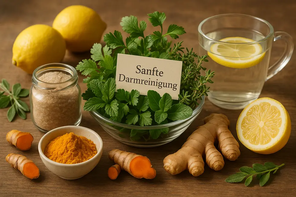 Person mit natürlichen Zutaten für die Darmreinigung