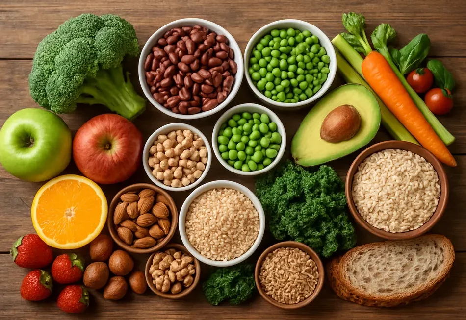 Illustration des menschlichen Darms mit hervorgehobenen Verbindungen zu Immunsystem und Gehirn.