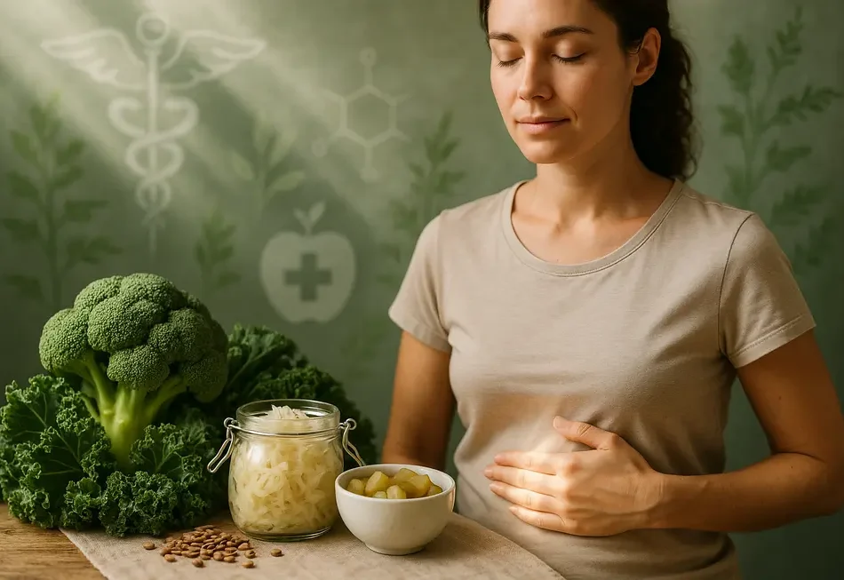 Person hält ein Glas Wasser mit Zitrone vor grünem Hintergrund.
