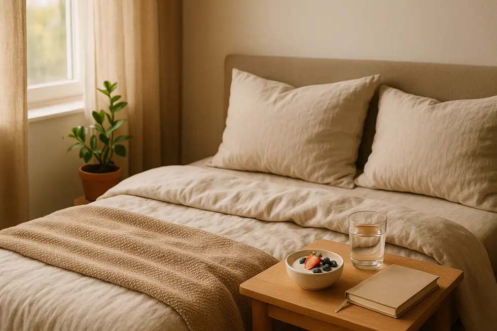 Illustration eines schlafenden Menschen mit Mikrobiom-Darstellung.