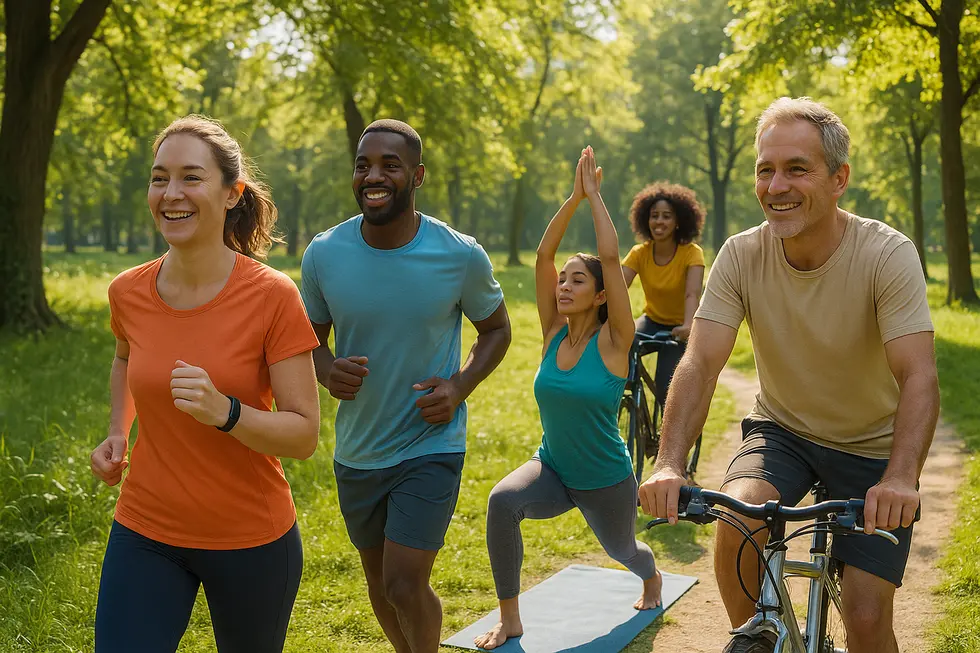 Diagramm zeigt die Verbindung von Bewegung und Darmgesundheit.