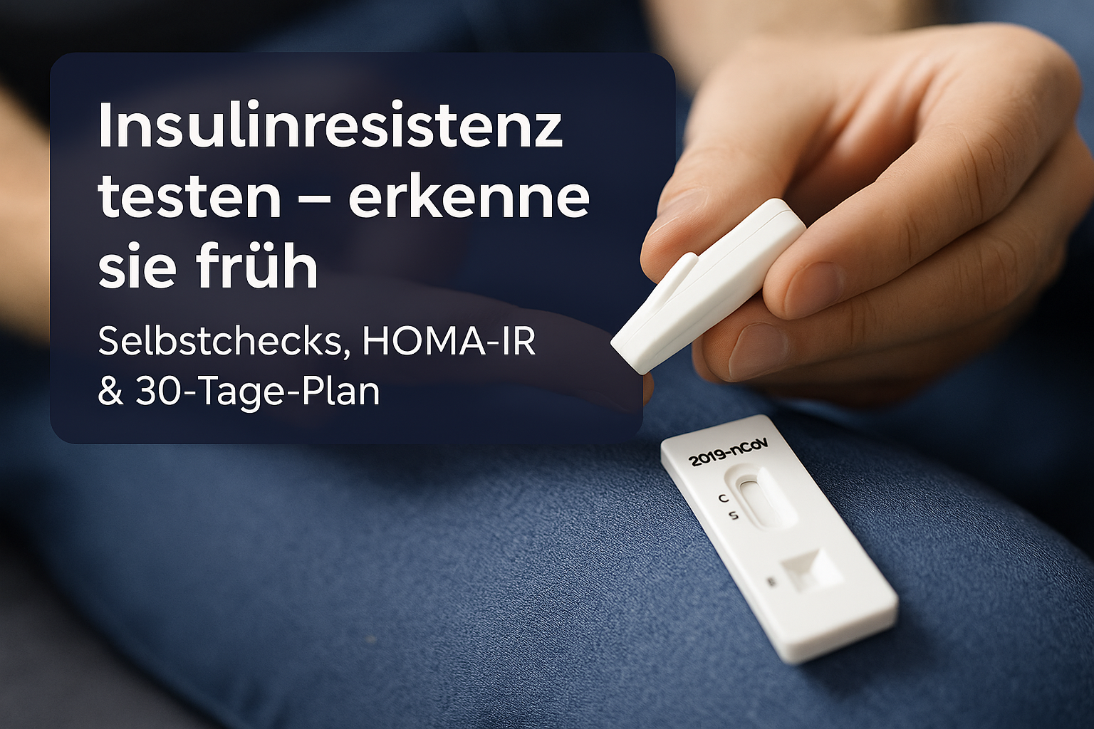 Insulinresistenz testen mit einem Schnelltest in der Hand; informative Beschreibung über Selbstchecks, HOMA-IR und 30-Tage-Plan.