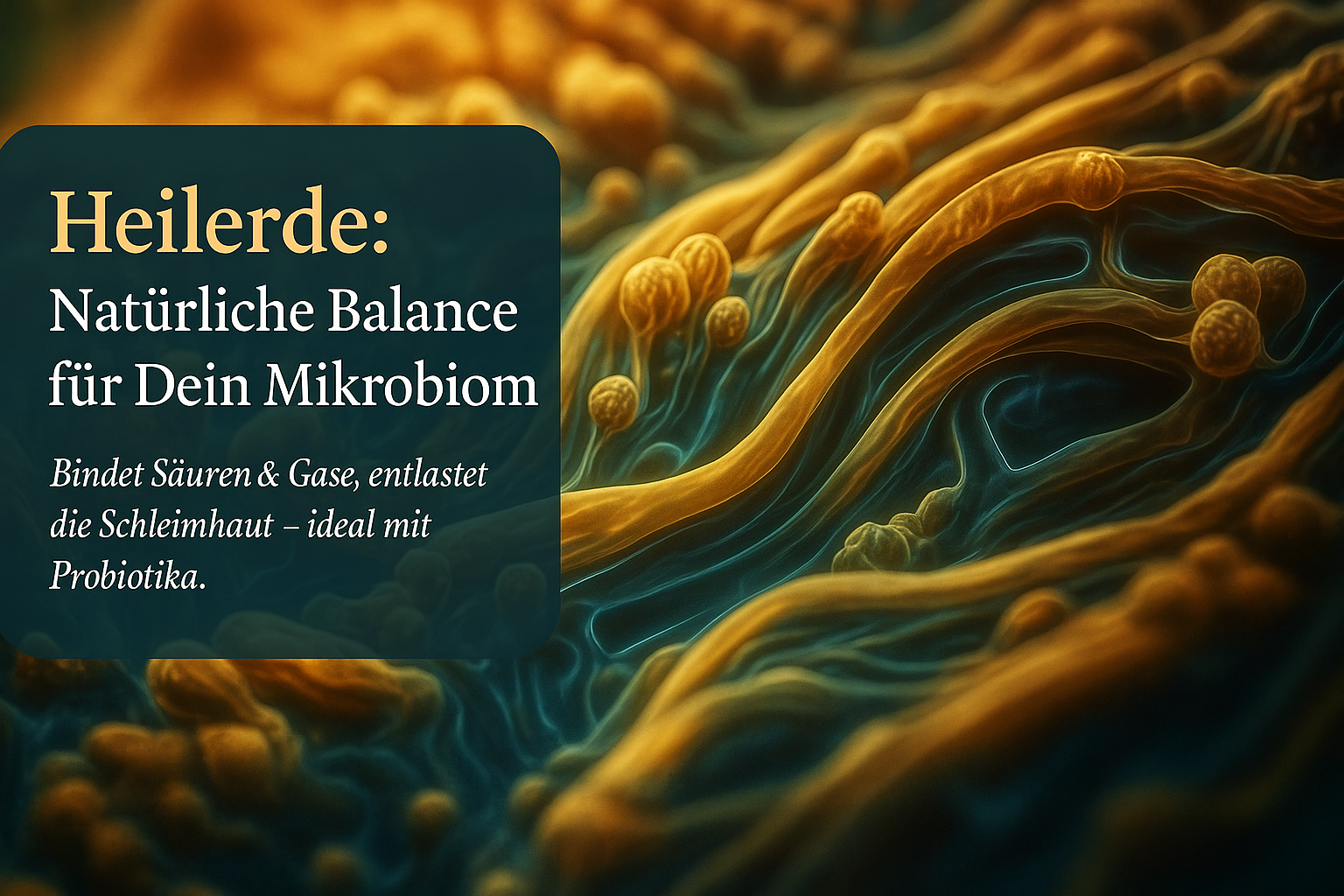 Heilerde zur Unterstützung des Mikrobioms: Bindet Säuren und Gase, entlastet die Schleimhaut und fördert die natürliche Balance der Darmflora in Kombination mit Probiotika.